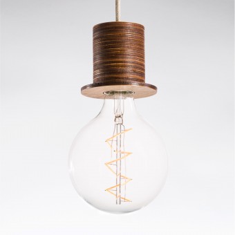 Lichtliebe Pendelleuchte "Fafoo" in dunkelbraun und Leinen natur inkl. Edison Spiral LED im Retro Design mit nur 1,8 Watt