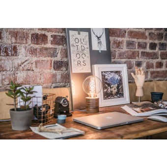 Lichtliebe Tischleuchte "Fafoo" in dunkelbraun und schwarz-weiß, inkl. Edison Spiral LED im Retro Design mit nur 1,8 Watt