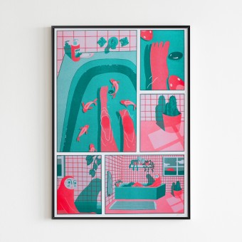 The Naughty District - Riso Print »Fisch-Wanne«, DINA3