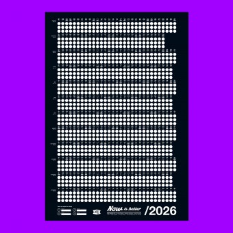 Bob And Uncle Design – Wandkalender – Now Is Better 2026 – Schwarz – 680 x 1000 mm
