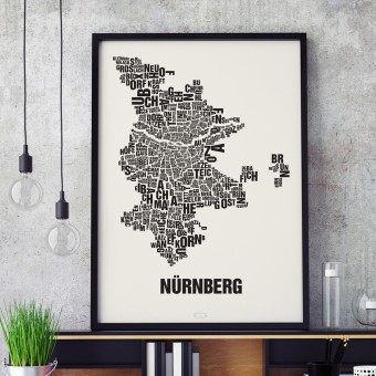 Buchstabenort Nürnberg Stadtteile-Poster Typografie Siebdruck