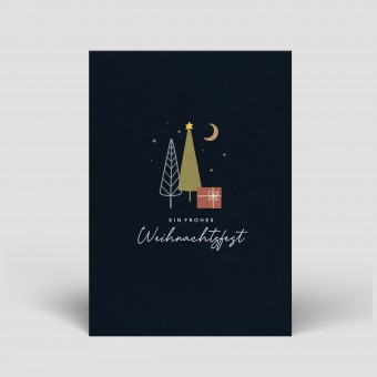 Postkarte - Weihnachten - Tannenbäume dunkelblau - Nr. 9 - Naturbedacht