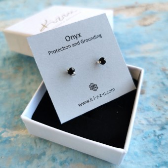 Zarte Onyx-Ohrstecker • Sterling Silber / Gold Filled / Roségold • Minimalistisches Handmade-Design • Stärke & Klarheit • Weihnachtsgeschenk