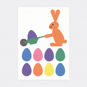 Postkarte Ostern Osterhase Schubkarre – Julia Matzke