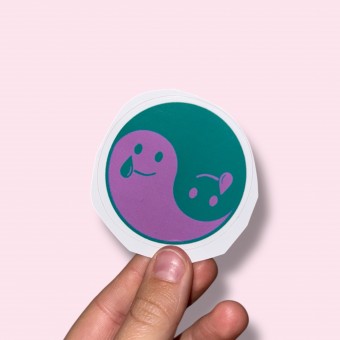 GHOSTI YING YANG LILAC/GREEN Vinyl Sticker - The Propcorner