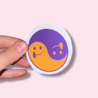 GHOSTI YING YANG ORANGE/LAVENDER Vinyl Sticker - The Propcorner