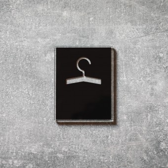 Keilbach Piktogramm Symbol "Garderobe" aus Floatglas, selbstklebend, 7 x 9 cm