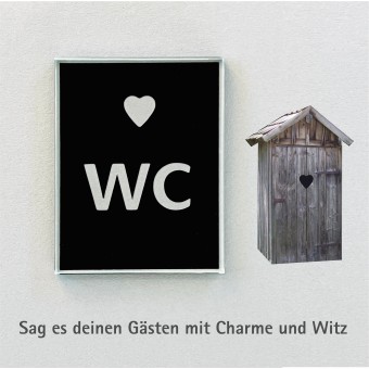 Keilbach Piktogramm "WC" aus Floatglass, selbstklebend, 7 x 9 cm