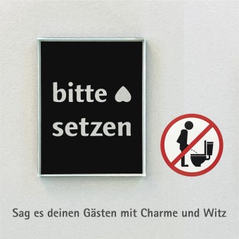 Keilbach Piktogramm "bitte setzen" aus Floatglass, selbstklebend, 7 x 9 cm