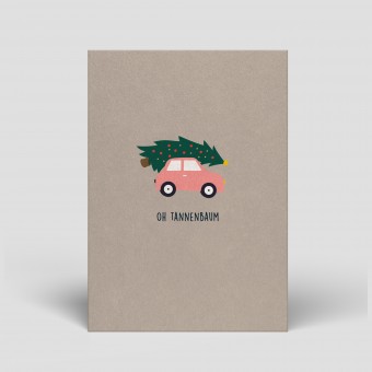 Postkarte Weihnachten - Auto  - Nr. 7 - Naturbedacht