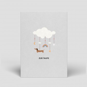 Postkarte - Dackel zur Taufe - Nr. 304 - Naturbedacht