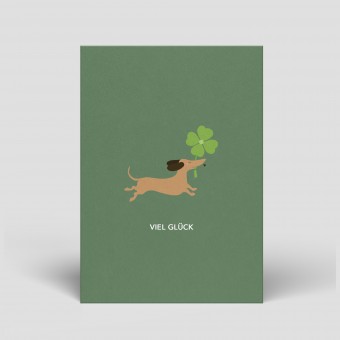Postkarte - Dackel wünscht Glück - Nr. 307 - Naturbedacht