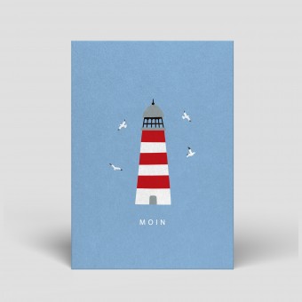 Postkarte Maritim - Leuchtturm mit Moin  - Nr. 128 - Naturbedacht
