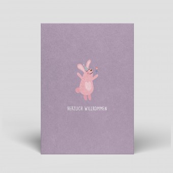 Postkarte Geburt - Rosa Hase - Nr. 217 - Naturbedacht