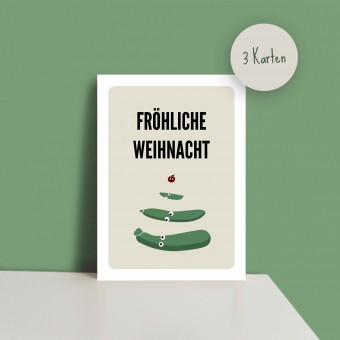 Grußkarte 3er-Set "Fröhliche Weihnacht", A6 Postkarte, Naturpapier von issgut