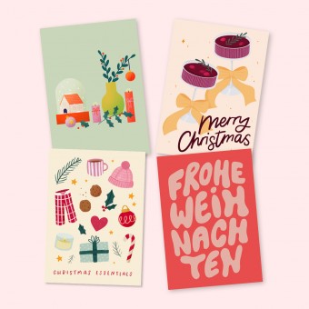 Weihnachtsset / 4er Postkartenset / Svea Hansohn Illustration
