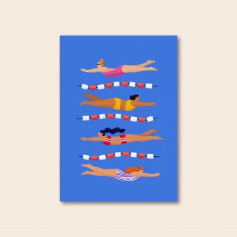 Schwimmerinnen / Postkarte A6 / Svea Hansohn Illustration