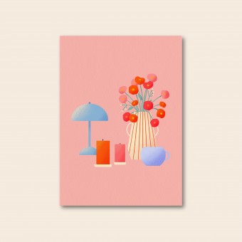 Stillleben Rosa / Postkarte A6 / Svea Hansohn Illustration