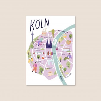 Kölnkarte / Postkarte A6 / Svea Hansohn Illustration