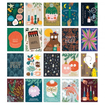 Family Tree Studio / Großes Postkarten-Set „Weihnachtskarten für alle“ / 20 Stück

