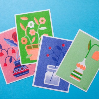 Martin Krusche - Risographie Postkartenset »Blumen«