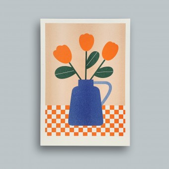 stefanizen – Vase mit Tulpen – Riso Print, A5