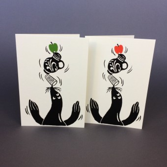 Print now - Riot later ● Robbe mit Bembel, 2 Karten mit Umschlag