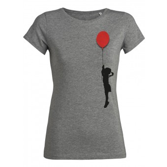 wat? Apparel Mädchen mit Luftballon - T-Shirt Damen mit Holzbrosche