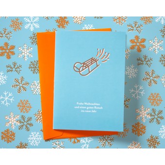 Süße Weihnachtskarte mit Schlitten // Papaya paper products