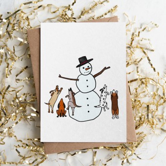 The Naughty District -  Weihnachtskarte »Hunde entdecken den Schneemann«