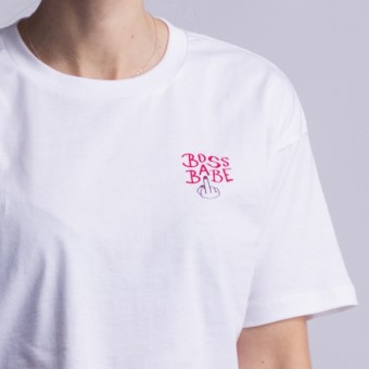 DRUCK STÜCK T-Shirt BOSS BABE cropped