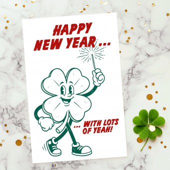 Hey Urban Monkey - Silvester-Karten / Neujahrs-Karten Retro-Stil 4er-Set, verschiedene Designs