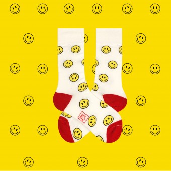Weiße Smiley Socken von Offbeat