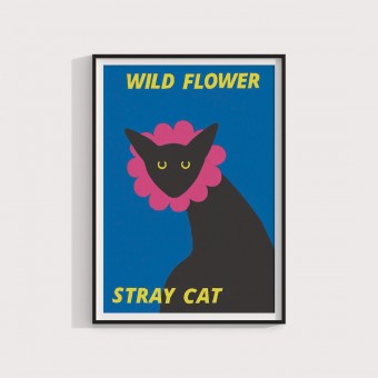 Wild flower, stray cat – Print von Lavanda Posters