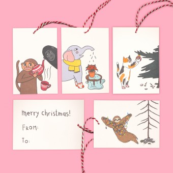 The Naughty District - »Geschenkanhänger mit Tiermotiven für Weihnachtsgeschenke«