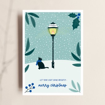 Postkarte, Weihnachten, Merry Christmas, Let Your Light Shine Brightly, TANTE TIA