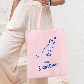 Bio Baumwoll-Tasche Katze SCHNURR L´AMOUR – Siebdruck Shopper – Tante Tia