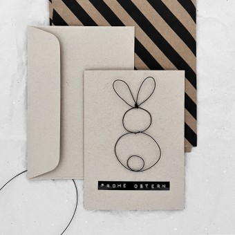 TYPOP Klappkarte „Frohe Ostern” mit Hase aus Draht inkl. Umschlag