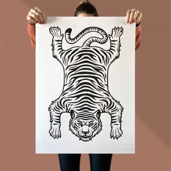 Juliana Fischer - Tiger - Linoldruck, schwarz, 50x70 cm
