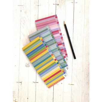 3 Notizblöcke im Set | bunt gestreift | Dreierpack gemischt | To-Do-Liste | To-Do-Block | Recyclingpapier | je 50 Blatt
