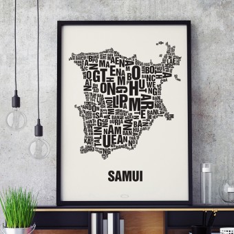 Buchstabenort Samui Poster Typografie Siebdruck