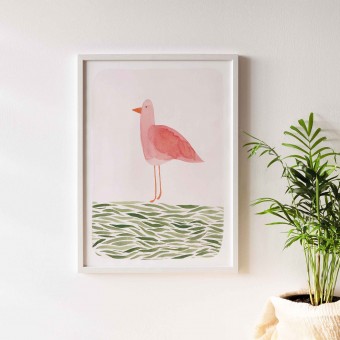 Kunstdruck "Vogel auf Wiese" | Paperlandscape