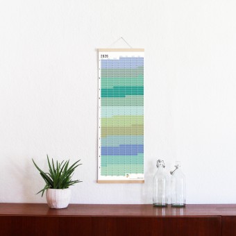 Wandkalender 2026 „Pastell-Türkis“ Jahresplaner | Limited Edition | 100% Recyclingpapier | Deutsch-Englisch | Rückseite „Pink“