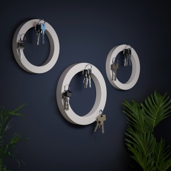 Schlüsselmagnet "O" hellgrau - superstark und nachhaltig. Aus pflanzlichem Kunststoff hergestellt - von Grellroth Design