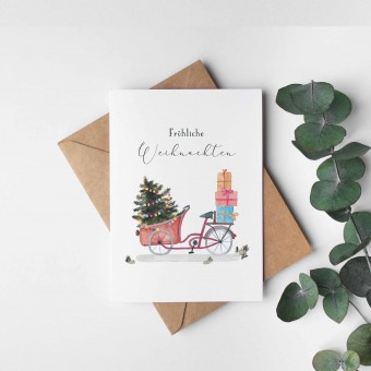  Paperlandscape | Faltkarte | "Weihnachtsfahrrad" 