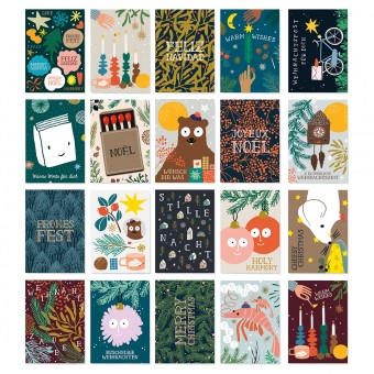 Family Tree Studio / Grosses Postkartenset „Weihnachtskarten für alle“ / 20 Stück