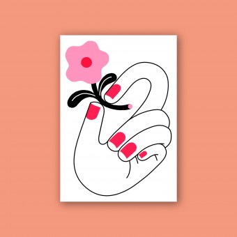 Anne Albert - Siebdruck - Pink Flower – 21 x 30 cm