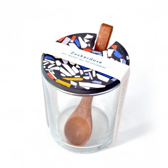 Terrazzo Zuckerdose mit Holzlöffel / BOLD Schwarz / objet vague