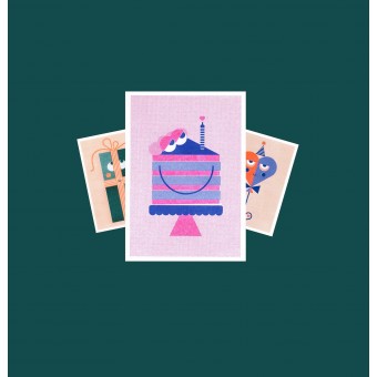 3 Geburtstagskarten Grußkarten / verschiedene Motive / The Happy Club