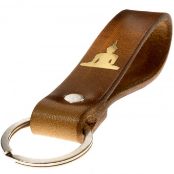 LIEBHARDT - Geschenk mit Buddha Leder Schlüsselanhänger als Dankeschön für Frauen Männer in Gold eingeprägt 